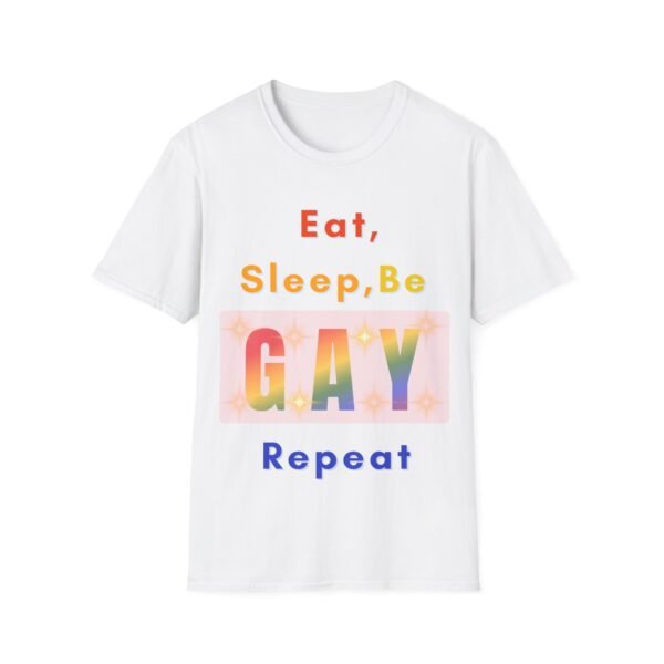 Eat, Sleep, Gay, Repeat Gay LGBT T-Shirt. Pride Slogan