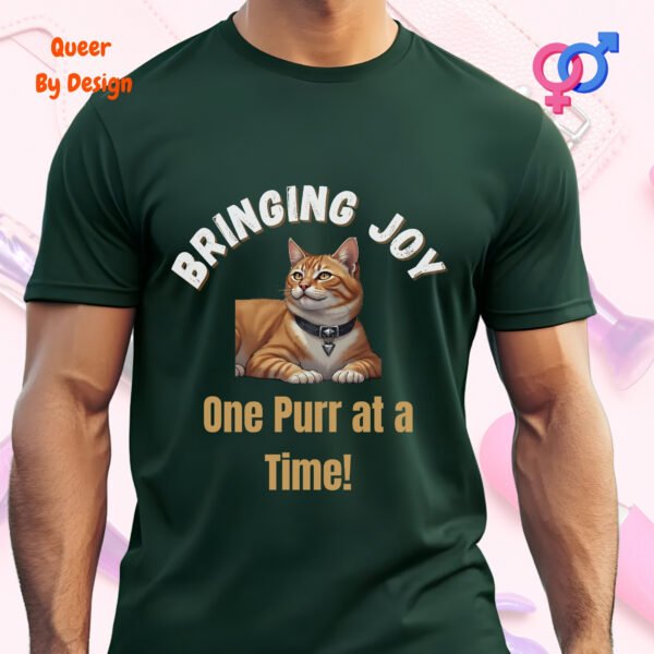 Bringing Joy One Purr at a Time_forest green t-shirt
