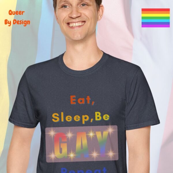 Eat, Sleep, Gay, Repeat_heather navy t-shirt Eat, Sleep, Gay, Repeat_heather navy t-shirt