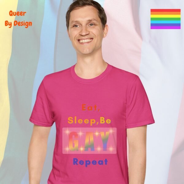 Eat, Sleep, Gay, Repeat_heliconia t-shirt Eat, Sleep, Gay, Repeat_heliconia t-shirt