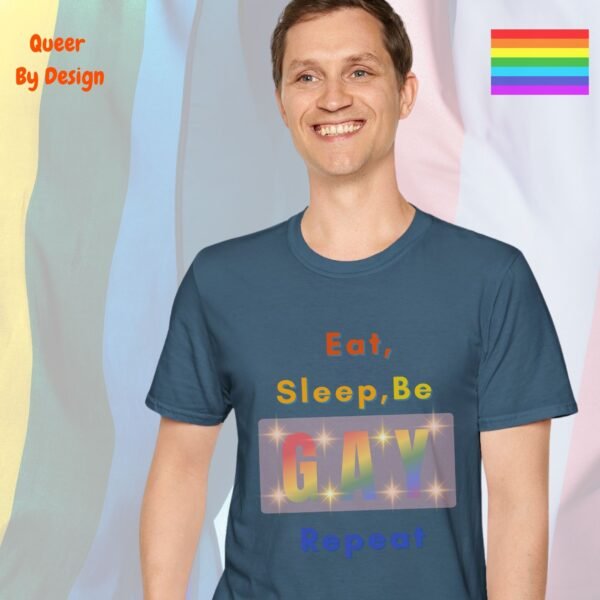 Eat, Sleep, Gay, Repeat_indigo blue t-shirt Eat, Sleep, Gay, Repeat_indigo blue t-shirt