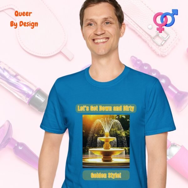 Lets Get Down and Dirty Golden Style_sapphire blue t-shirt