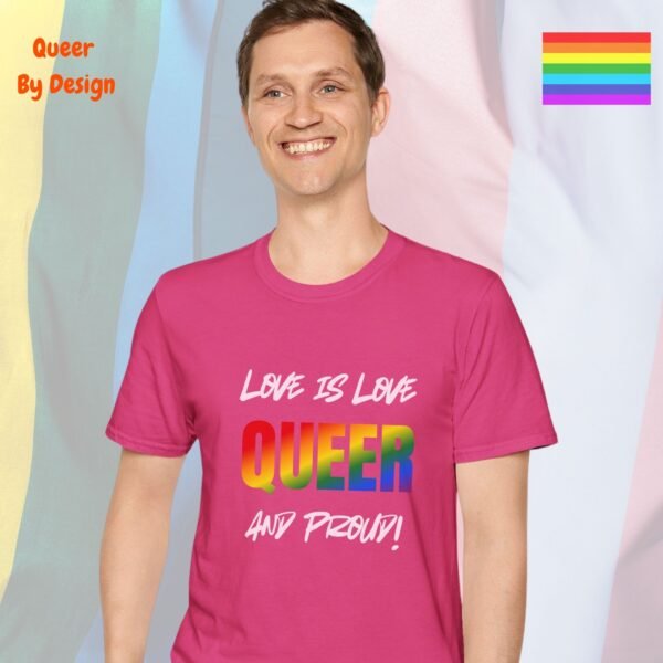 Love is Love—Queer and Proud_heliconia t-shirt