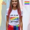 Love is Love—Queer and Proud_ladies white t-shirt