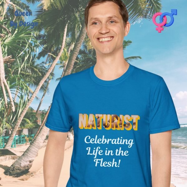 Naturists_Celebrating Life in the Flesh_sapphire t-shirt Naturists_Celebrating Life in the Flesh_sapphire t-shirt