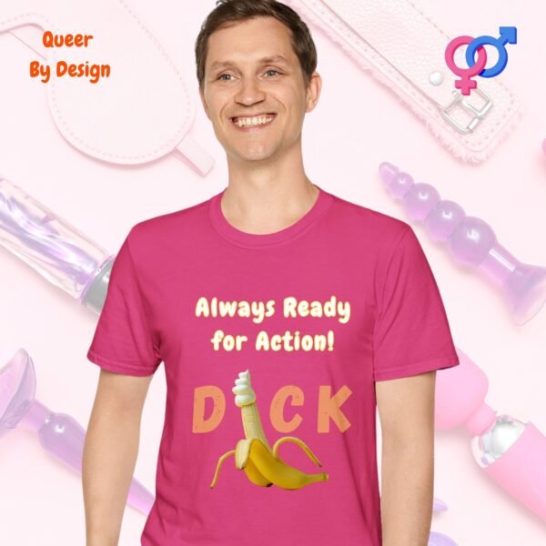 Penis Always Ready for Action_heliconia t-shirt
