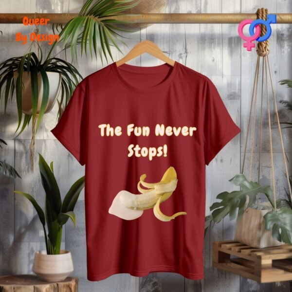 Penis The Fun Never Stops_cardinal red t-shirt