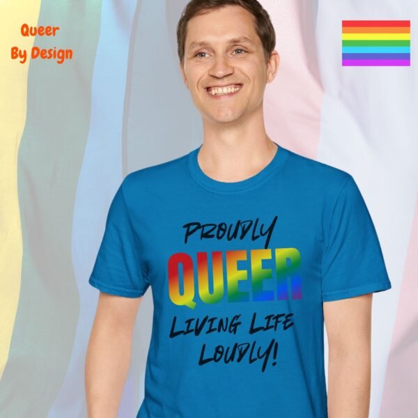 Proudly Queer—Living Life Loudly_sapphire blue t-shirt