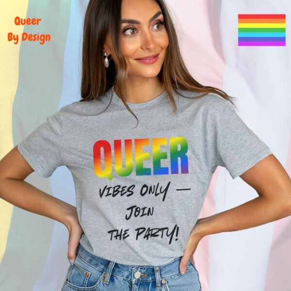 Queer Vibes Only_sporting grey t-shirt