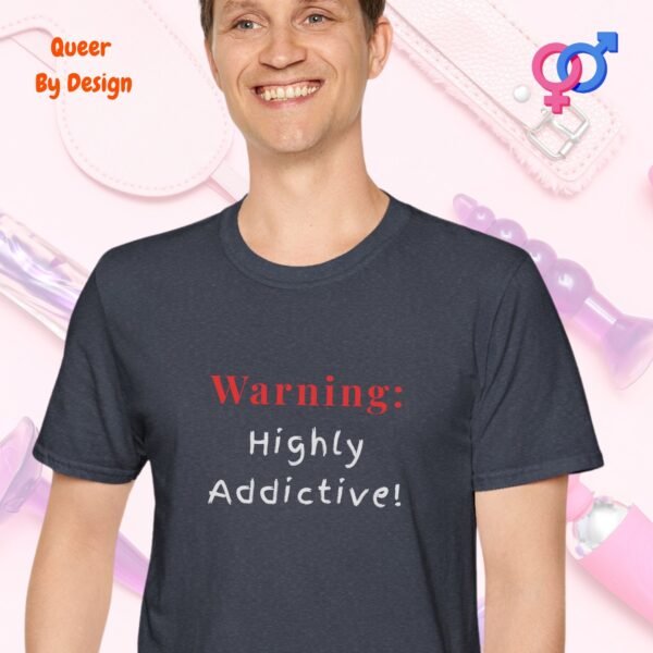 Warning_Highly Addictive_heather navy t-shirt