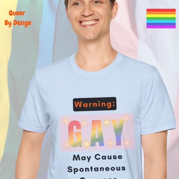 Warning_ May Cause Spontaneous Gayness_light blue t-shirt