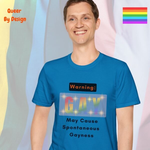 Warning_ May Cause Spontaneous Gayness_sapphire blue t-shirt