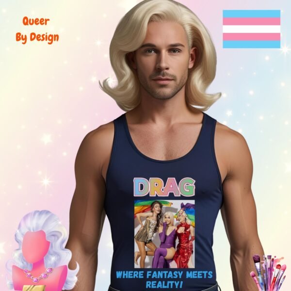 Drag Where Fantasy Meets Reality_mans navy tanktop