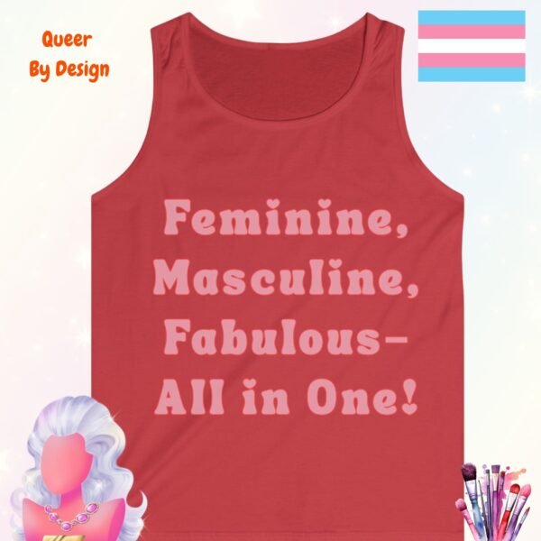 Feminine, Masculine, Fabulous. All in One_red tanktop