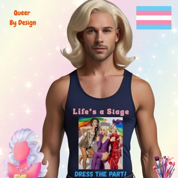 Life is a Stage. Dress the Part_mans navy tanktop