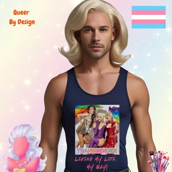 Transgender Living My Life My Way_mans navy tanktop